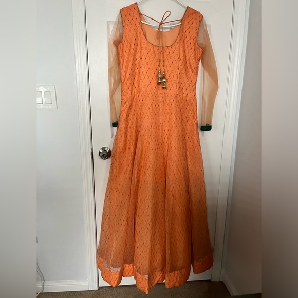 Peachy pink Indian gown style dress - Picture 2 of 4